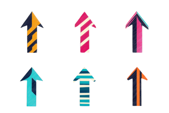 Modern Stripped Arrow Icons Isolated on Transparent Background