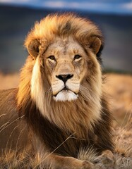 portrait of a lion in the wild