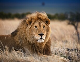 Obraz premium portrait of a lion in the wild