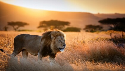 portrait of a lion in the wild