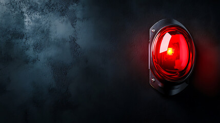 Flashing red light on dark wall, symbolizing alertness and caution