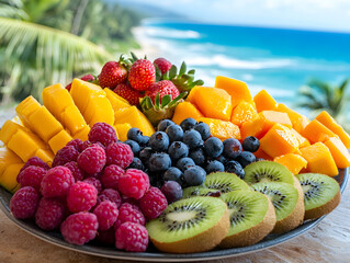 A colorful array of tropical fruits
