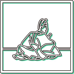 カラーシャドウ正方形シンプル百人一首　鎌倉右大臣