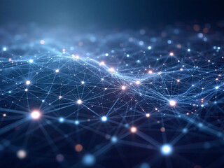 Obraz premium Network, Connectivity, Digital, Technology, Nodes, Lines, Dots, Blue, Glowing, Web, Internet, Data, Information, Communication, Links, Grid, Matrix, Cyberspace, Virtual, Online, Interconnected, Wires,