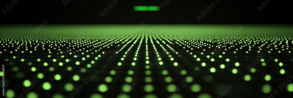 Poster A luminous network grid stretches across a dark background, with green text highlighting digital support and connectivity concepts. Generative AI