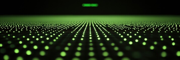 A luminous network grid stretches across a dark background, with green text highlighting digital support and connectivity concepts. Generative AI