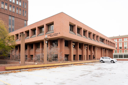 Providence, RI, USA - November 10, 2023: Joseph A Doorley Jr. Municipal Building at 444 Westminster St, Providence, RI, USA. 
