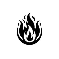 Fiery Circle: Abstract Black Flame Icon 