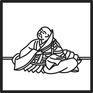 seated monk black line art clip art preview