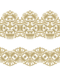 Fototapeta premium Seamless Golden border ornament, on white background, ornamental decor 
