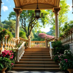 Elegant Baroque Garden Staircase