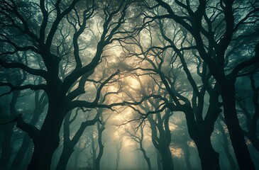 Mystical Dawn in Ancient Forest