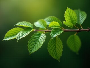Fototapeta na wymiar Fresh Green Leaves On A Branch