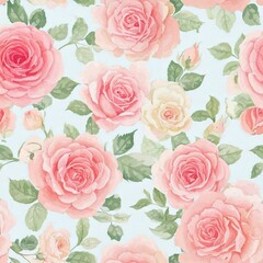 Sweet rose flower watercolor seamless pattern.soft pastel colors water color seamless pattern for beauty products or other.