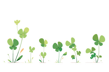 Obraz premium Row of green plants with three leaves on each plant