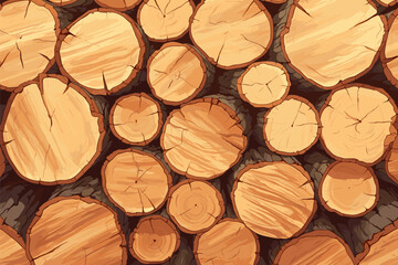 Fototapeta premium Close up of a pile of logs with a lot of detail