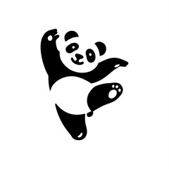 negative space vector logo of panda happy dancing © Angga
