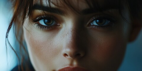 Fototapeta premium Contemplative Portrait of a Woman with Intense Gaze