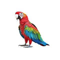 Fototapeta premium Vibrant Scarlet Macaw Parrot Isolated on White Background