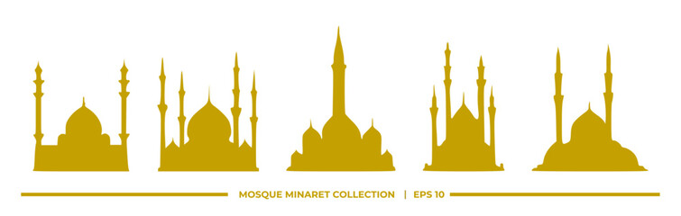 Silhouettes of various mosque minarets displayed in a collection format.