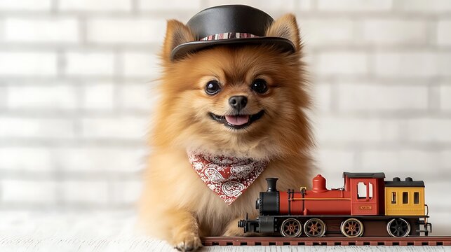 Train Conductor Pomeranian: All Aboard the Cuteness Express