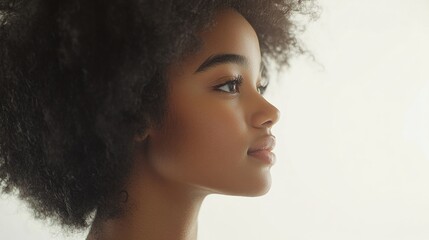 Fototapeta premium Introspective Black Woman with Afro Hair