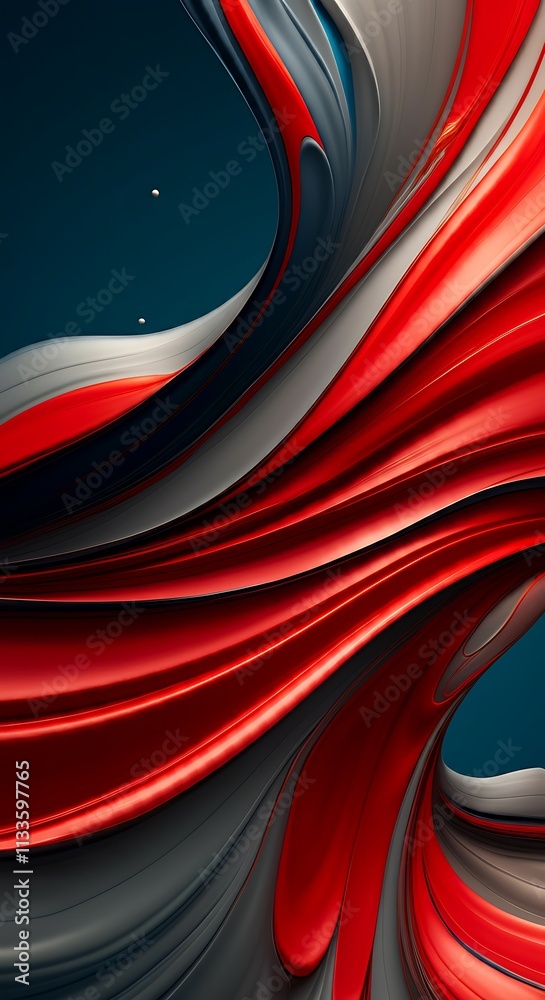 Poster red abstract 3d rendering flowing curves swirl design background texture
