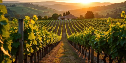 Naklejka premium Scenic Vineyards and Winemaking Charm