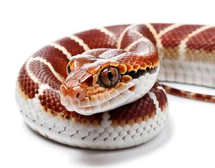 Obraz premium Snake Gently Coiled on a White Background
