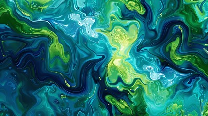Swirling blue and green patterns on an abstract background, creating a mesmerizing and dynamic flow of colors that evoke a sense of fluidity and artistic expression