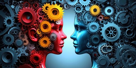 3D Abstract Artwork Featuring Colorful Heads