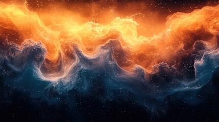 Fototapeta premium Cosmic fire and ice nebula, swirling stars.