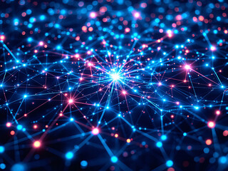Network, Connectivity, Digital, Technology, Nodes, Lines, Dots, Blue, Glowing, Web, Internet, Data, Information, Communication, Links, Grid, Matrix, Cyberspace, Virtual, Online, Interconnected, Wires,
