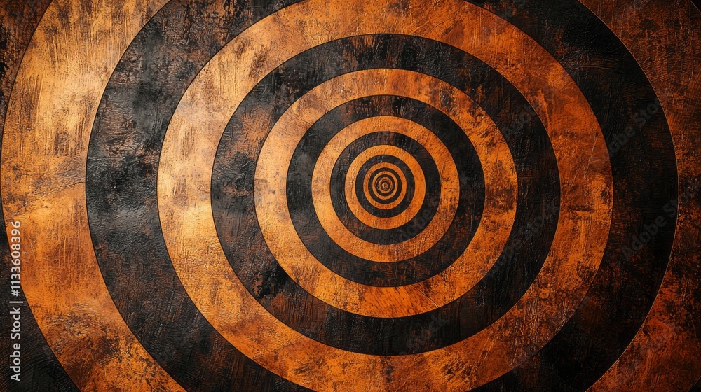Aufkleber Complex layers of concentric circles create a mesmerizing visual experience, evoking feelings of motion and depth within a rich, earthy Mocha Mousse color palette