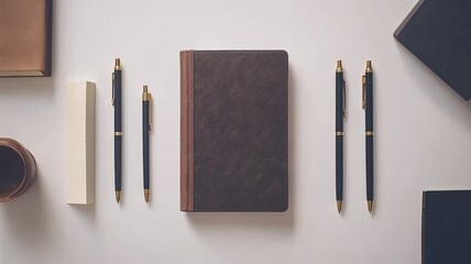 Flat Lay of Office Supplies on Desk