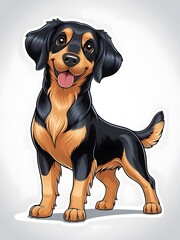 Cute Cartoon Flat-Coated Retriever Dog Illustration