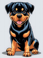 Cute Cartoon Rottweiler Dog Illustration