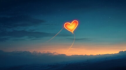 Fototapeta premium Glowing Rainbow Illustration with Hearts at Both Ends and Vibrant Colors