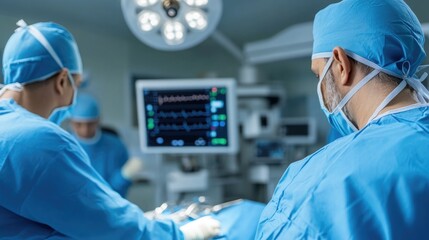 Surgical expertise - view of operating room in a hospital, highlighting advanced medical tools, skilled physicians, organized environment dedicated to critical medical procedures.