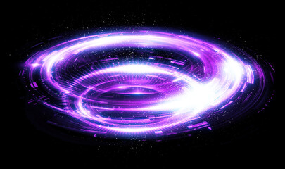 Glow swirl light effect. Circular lens flare. Abstract rotational lines. Power energy element. .Luminous sci-fi. Shining neon lights. Magic arena. Swirl trail effect. Glint scene. Dynamic ellipse.
