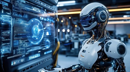 Fototapeta premium Visual representation of an advanced AI-driven control system in industrial applications.