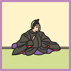 カラー正方形シンプル百人一首　権中納言定家