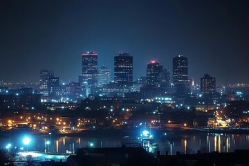 Night Lights of the City Skyline