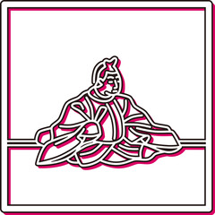 カラーシャドウ正方形シンプル百人一首　権中納言定家