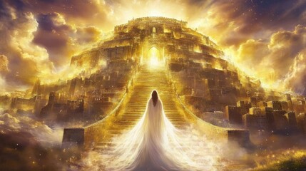 Obraz premium Illustrative vision of the New Jerusalem as a heavenly abode.