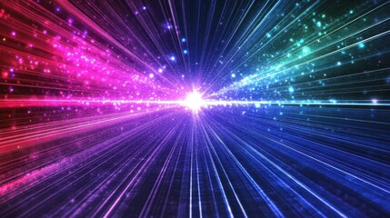 Obraz premium Stunning laser light show featuring vibrant colorful beams.