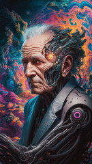 Obraz premium Futuristic Cyborg Portrait – Sci-Fi Digital Art
