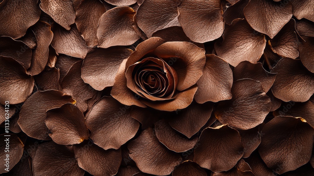 Poster captivating close-up showcases a stunning arrangement of brown mocha mousse roses. the intricate pet