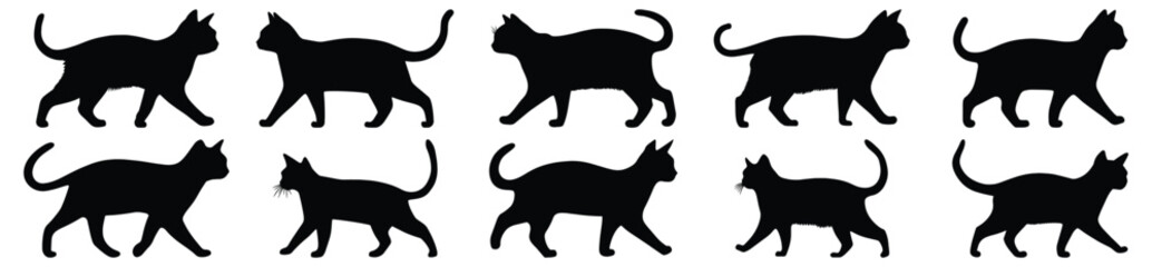 Cat silhouette set vector design big pack of feline illustration and icon