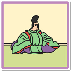 ステッカー風正方形シンプル百人一首　従二位家隆